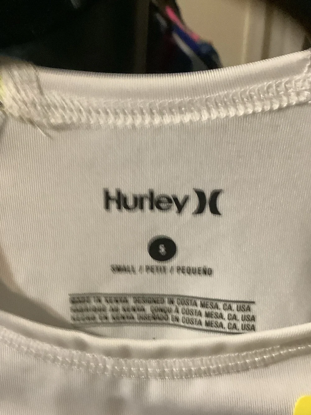 Hurley White UPF 50 coverup with Multicolor Floral Sleeves